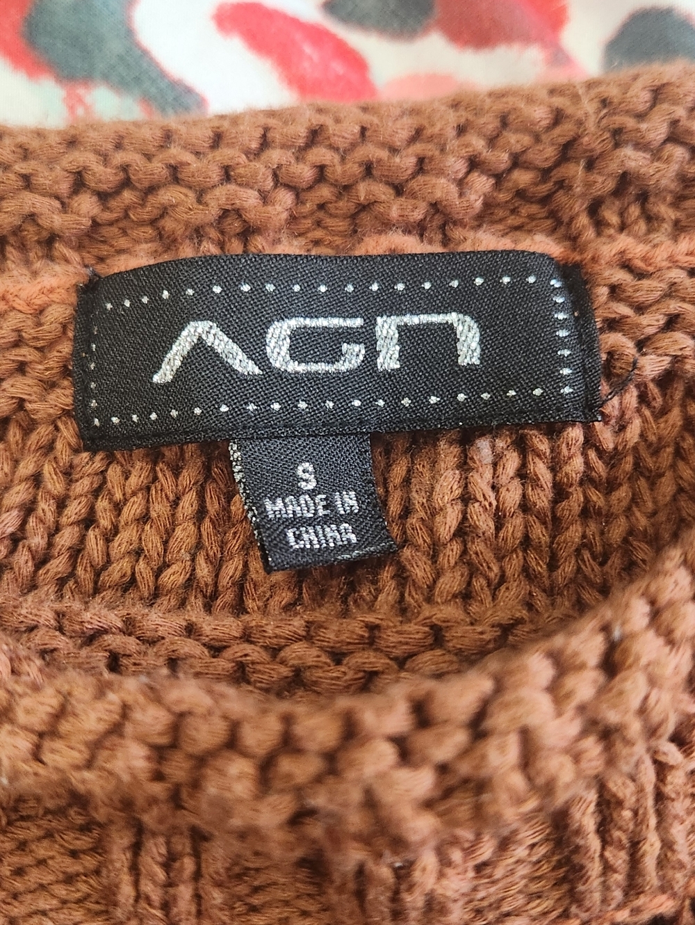 Rust Scoop Neck Ribbed Waist Sweater, Size: S - Picture 4 of 5